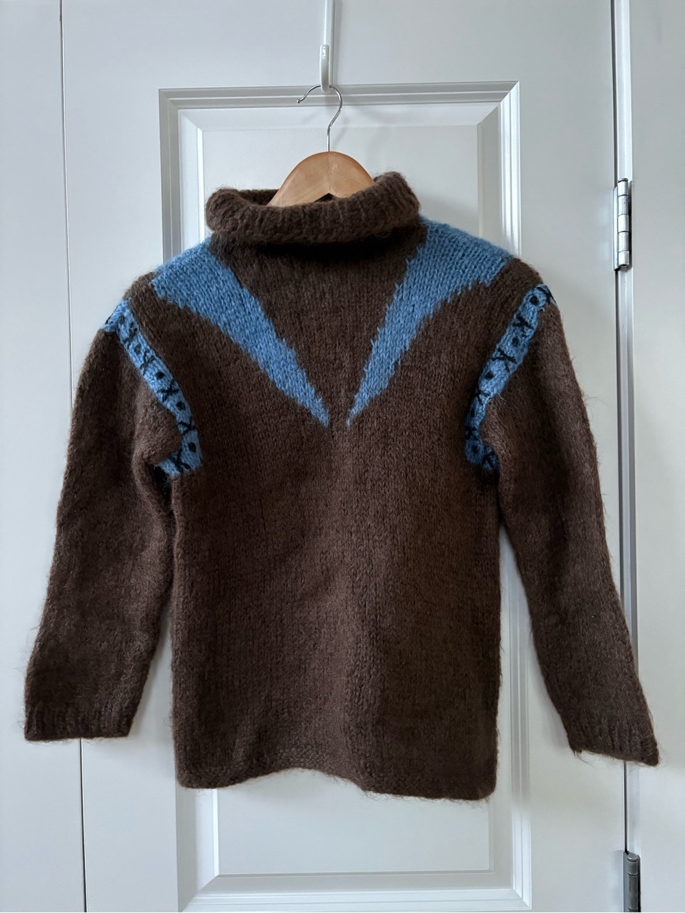 Vintage Mohair & Wool Brown and Blue Knitalia Sweater Small 50s 60s